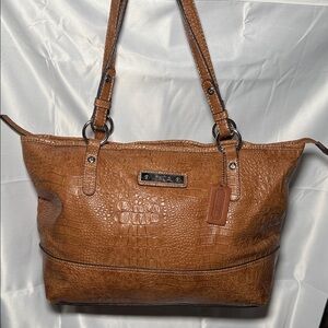 Relic Tan Crocodile-Embossed Shoulder Bag